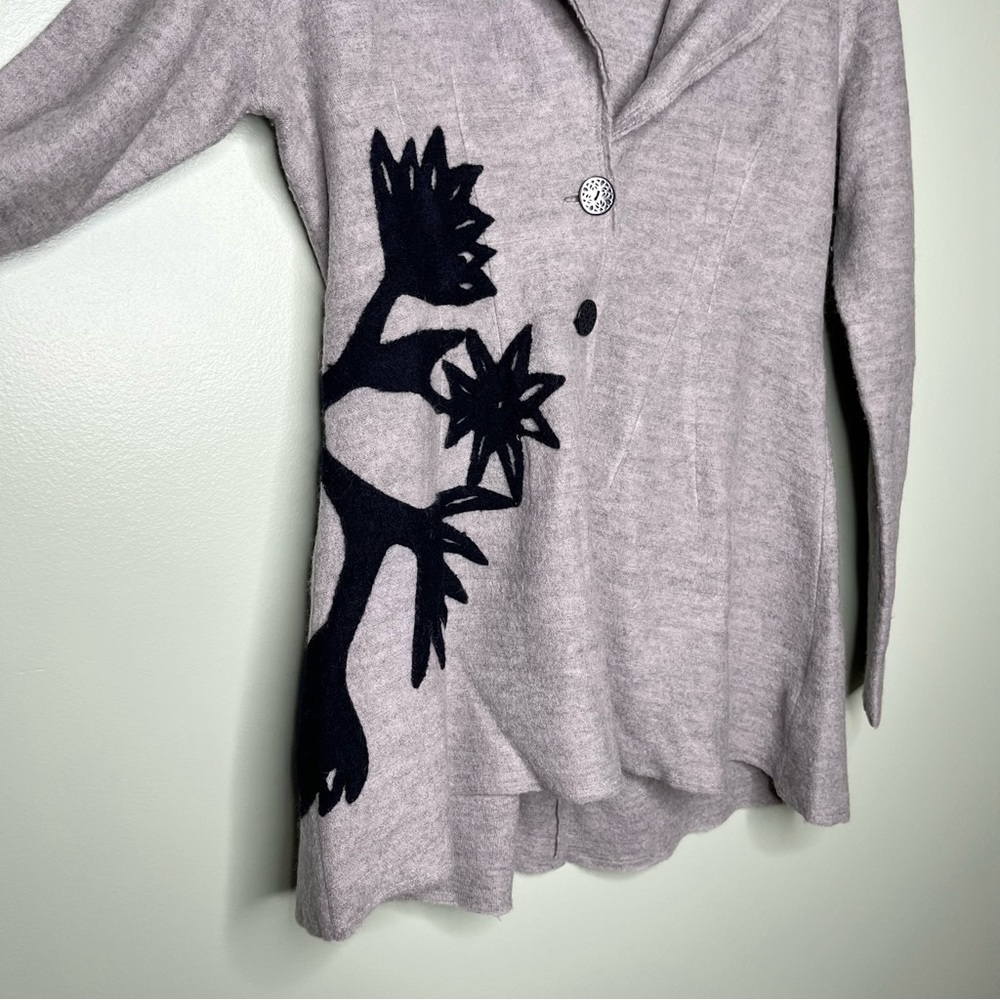 Anthropologie Rosie Neira Women’s 100% Wool Sweater Jacket in Grey Size Small - Picture 6 of 9